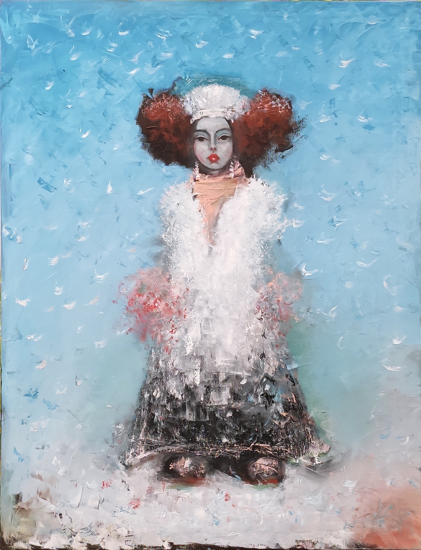 Libor Kawulok, Zimní romance, olejomalba na plátně 70x90 cm. Cena 9 000 Kč.